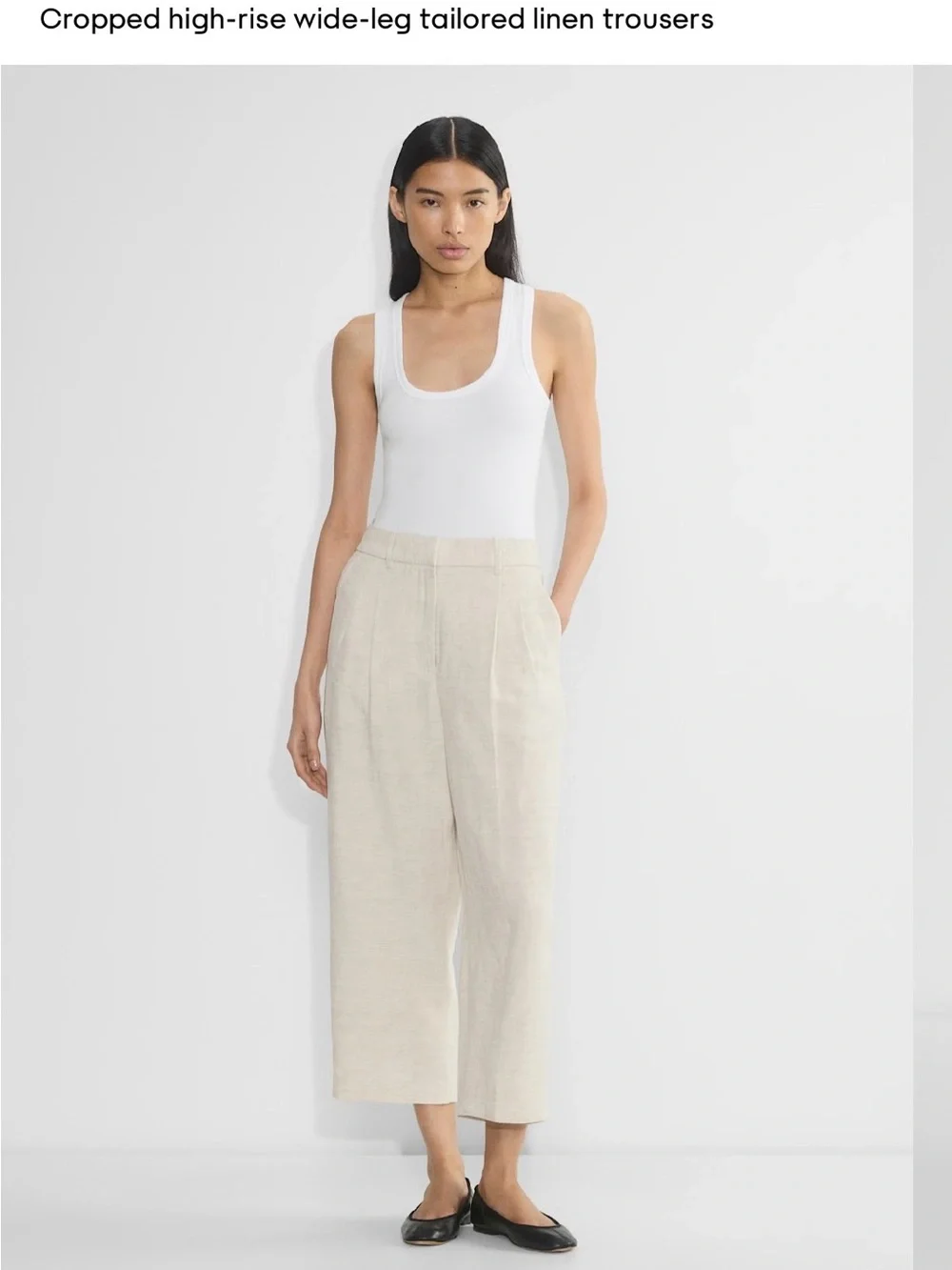 Aritzia Cropped High-Rise Wide-Leg Linen Trousers — Cream